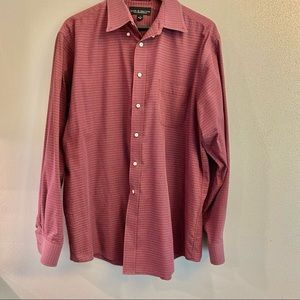 Croft‎ and Barrow Mens Shirt classic fit Mens 16.5”-17” Red Plaid Long Sleeve